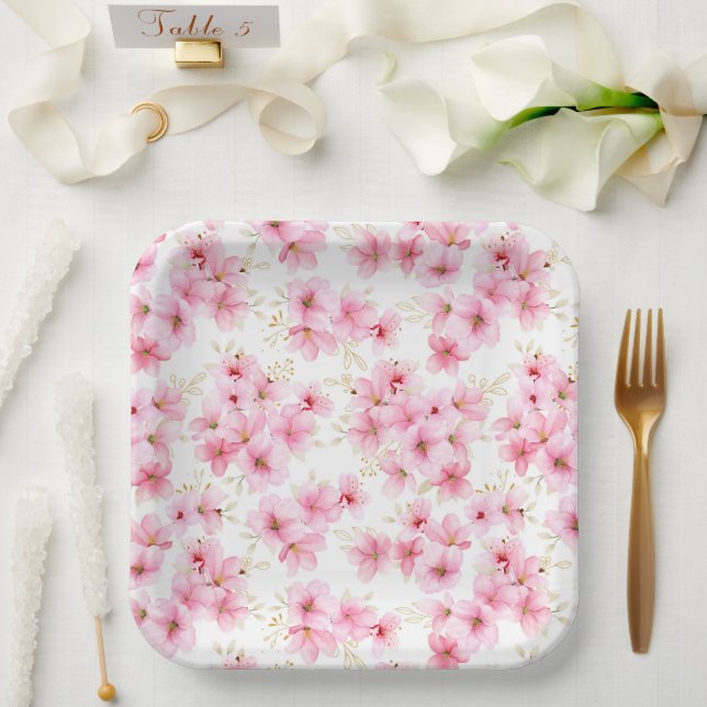 Assiettes En Carton Impression de fleurs en fleurs  (Mariage)