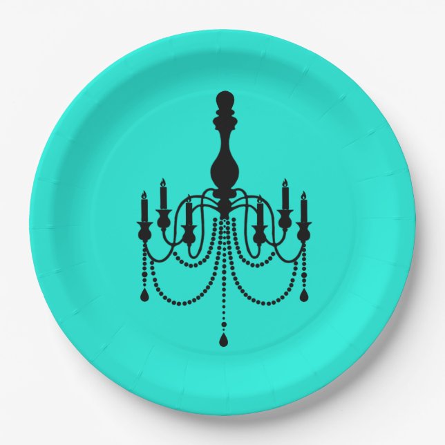 Assiettes En Carton Impression de lustre turquoise (Devant)