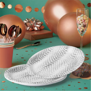 Assiettes En Carton Impression de serpent argenté