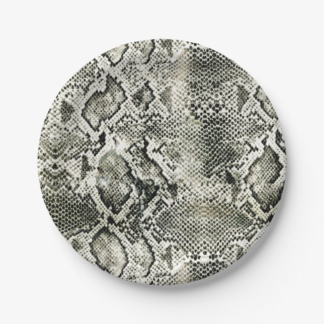Assiettes En Carton Impression de serpent blanc (Devant)