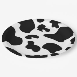Assiettes En Carton Impression de vache noire et blanche