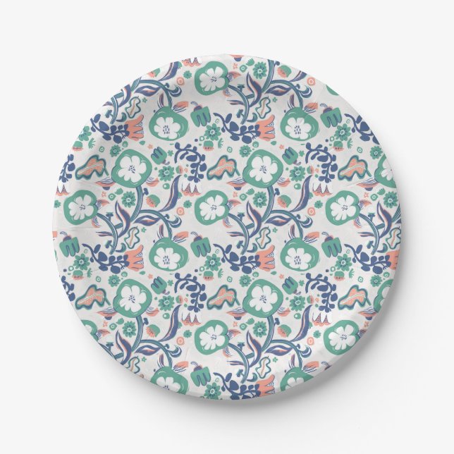 Assiettes En Carton Impression florale amusante (Devant)
