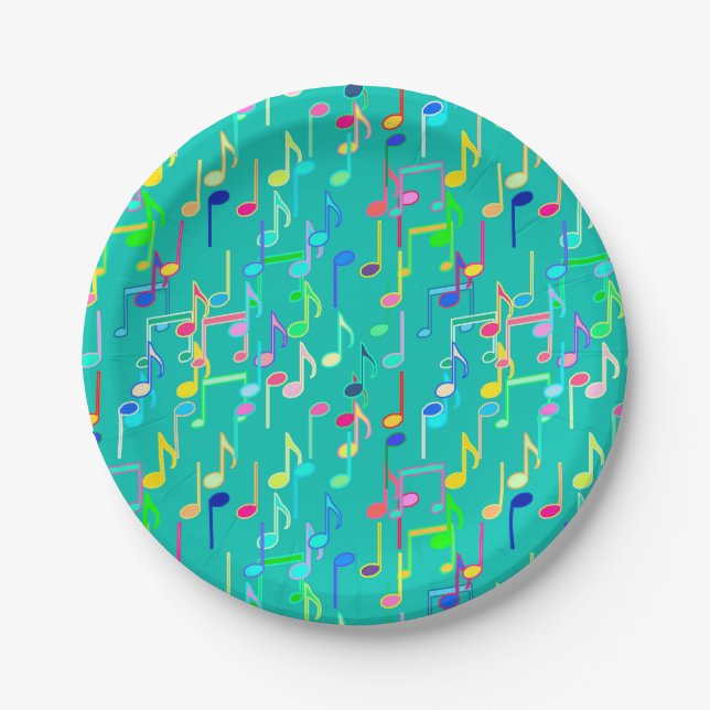 Assiettes En Carton Impression musicale - turquoise, multi (Devant)
