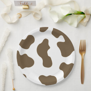 Assiettes En Carton Impression vache marron blanc Country Western Rode