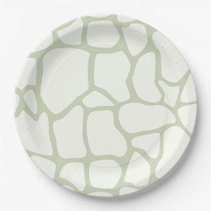 Assiettes En Carton Impression verte Giraffe