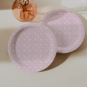 Assiettes En Carton Impression Vintage Pretty Rose Et Blanc