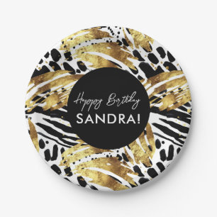 Assiettes En Carton Impressions de fourrure d'animaux de safari motifs