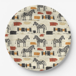Assiettes En Carton Imprimé vintage safari bohème zèbre