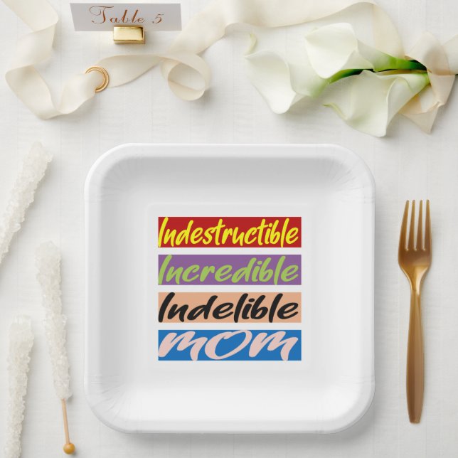 Assiettes En Carton Indestructible, Incroyable, Indébile Maman (Mariage)