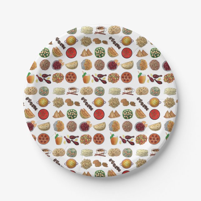 Assiettes En Carton Indian Foods Plats Cuisine indienne Illustration (Devant)