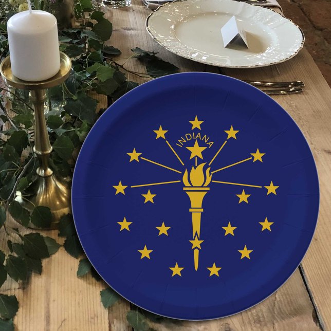Assiettes En Carton Indiana Plaques Drapeau, fête, sports, Indiana (Créateur téléchargé)
