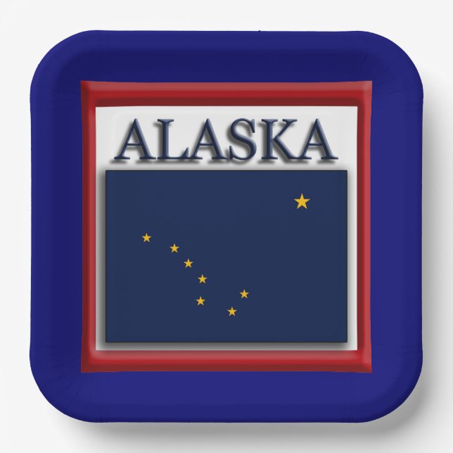 Assiettes En Carton Indicateur de l'état de l'Alaska 9" (Recto)