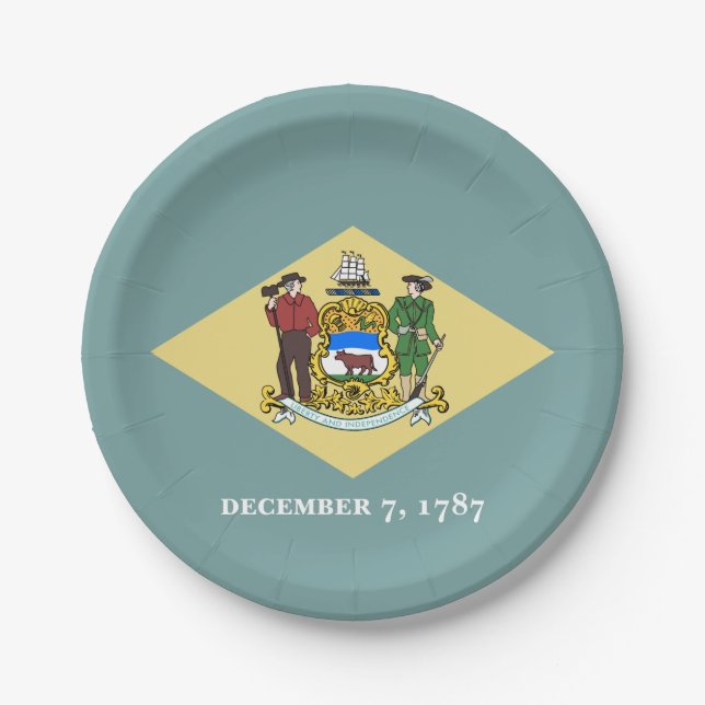 Assiettes En Carton Indicateur d'état du Delaware (Devant)