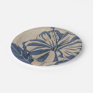 Assiettes En Carton Indigo Hibiscus