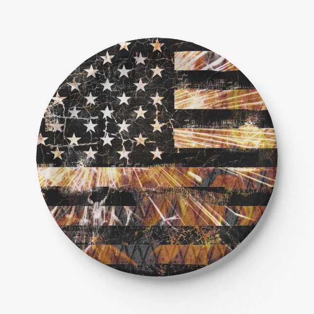 Assiettes En Carton Industrial Construction Flag Sparks (Devant)