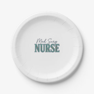 Assiettes En Carton Infirmière en médecine chirurgicale dessin floral 