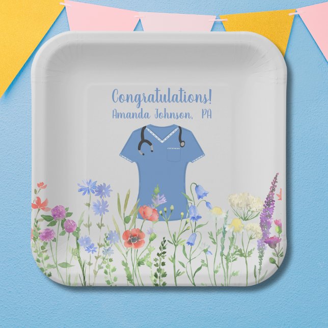 Assiettes En Carton Infirmière personnalisée RN LPN NP Blue Scrubs (Créateur téléchargé)