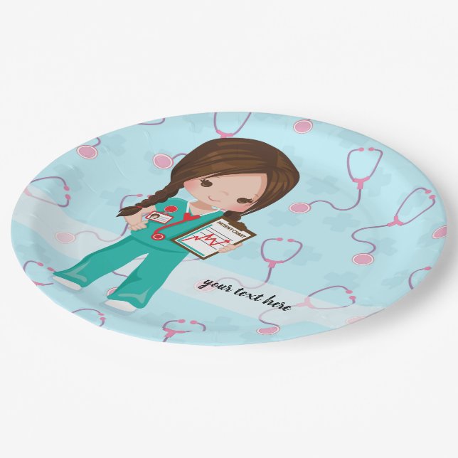 Assiettes En Carton Infirmière pour enfants (Angle)