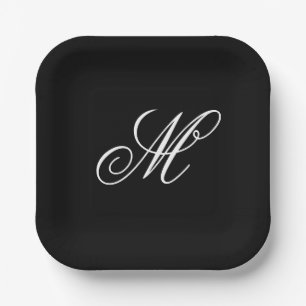 Assiettes En Carton Initiale de monogramme élégant 