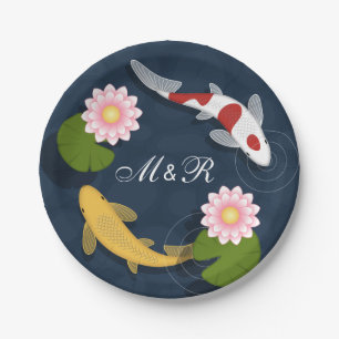 Assiettes En Carton Initiales du monogramme japonais Koi Fish