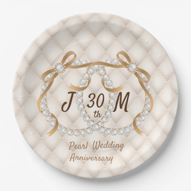 Assiettes En Carton Initiales personnalisées Plaques de papier à ruban (Devant)