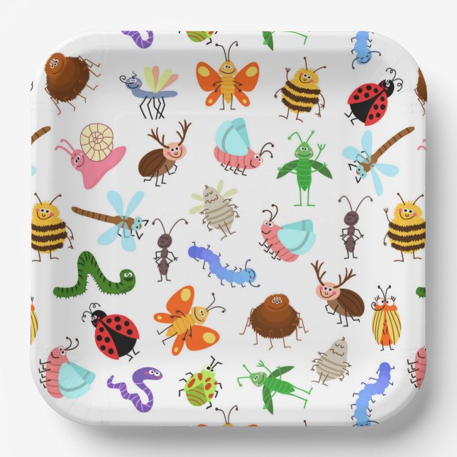 Assiettes En Carton Insectes fête d'anniversaire (Recto)
