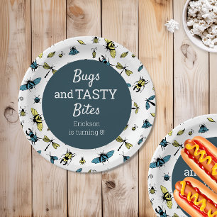 Assiettes En Carton Insectes Fête d'anniversaire en plein air   bleu a