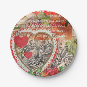 Assiettes En Carton Inséparables Heart Red Art Collage