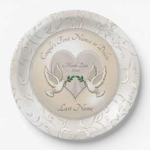Assiettes En Carton Inséparables Mariage Thème Plaques de papier Noms,