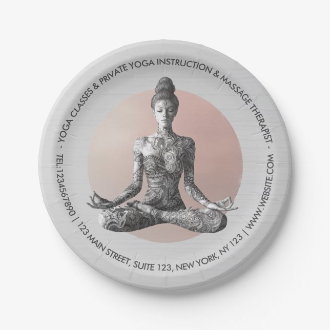 Assiettes En Carton Instructeur de méditation Yoga Reiki Master Lotus  (Devant)