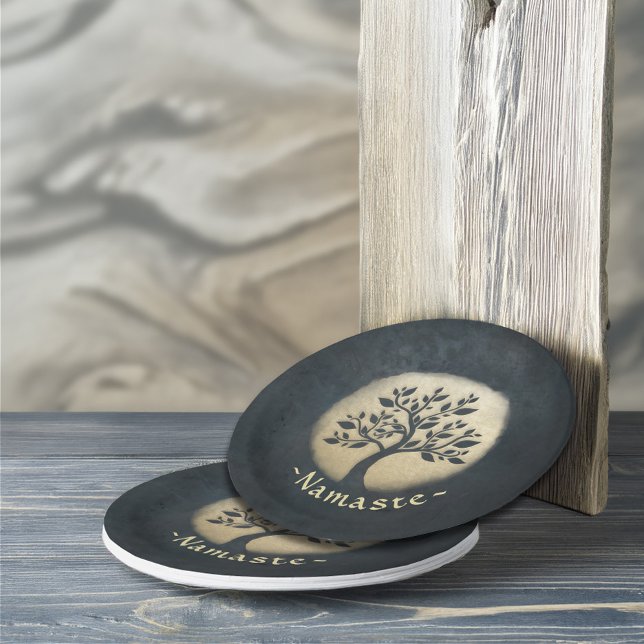 Assiettes En Carton Instructeur de méditation Yoga Studio Black Gold T (Créateur téléchargé)