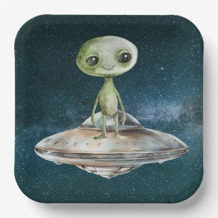 Assiettes En Carton Invasion Alien Espace extra-atmosphérique Annivers