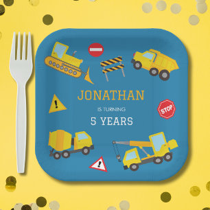 Assiettes En Carton Invitation à l'anniversaire du camion de vidange d