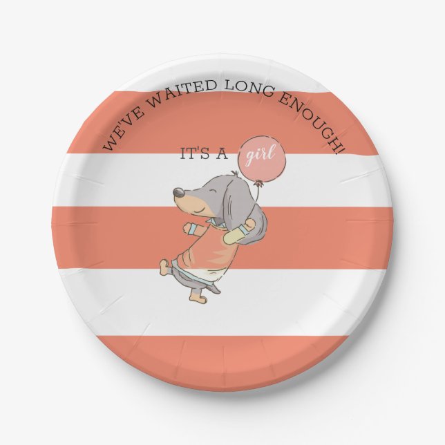 Assiettes En Carton Invitation Baby shower Dachshund (Devant)