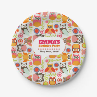 Assiettes En Carton Invitation d'anniversaire de chouette mignonne Hoo