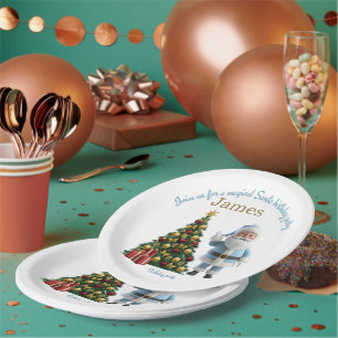Assiettes En Carton Invitation d'anniversaire du Père Noël magique 
