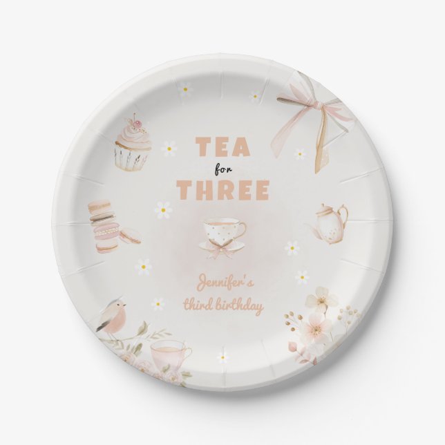Assiettes En Carton Invitation d'anniversaire pour filles : Thé pour t (Devant)