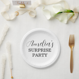 Assiettes En Carton Invitation de fête d'anniversaire blanche et noire