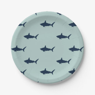 Assiettes En Carton Invitation de fête d'anniversaire de requin
