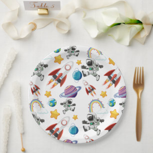 Assiettes En Carton Invitation du premier anniversaire de l'astronaute