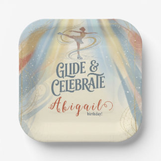 Assiettes En Carton Invitation élégante d'anniversaire de patinage sur