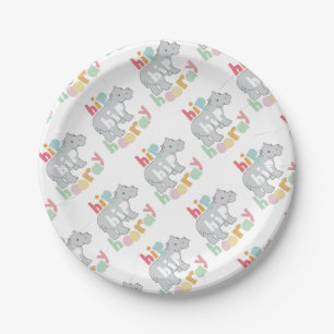 Assiettes En Carton ip Hip Hip Houray Gris Hippo Dessin mignon Animal