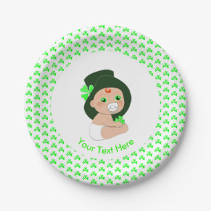 Assiettes En Carton Irish Baby Leprechaun Lucky Shamrock Baby shower