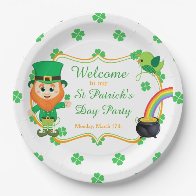 Assiettes En Carton Irish Leprechaun St Patrick's Day Party (Devant)