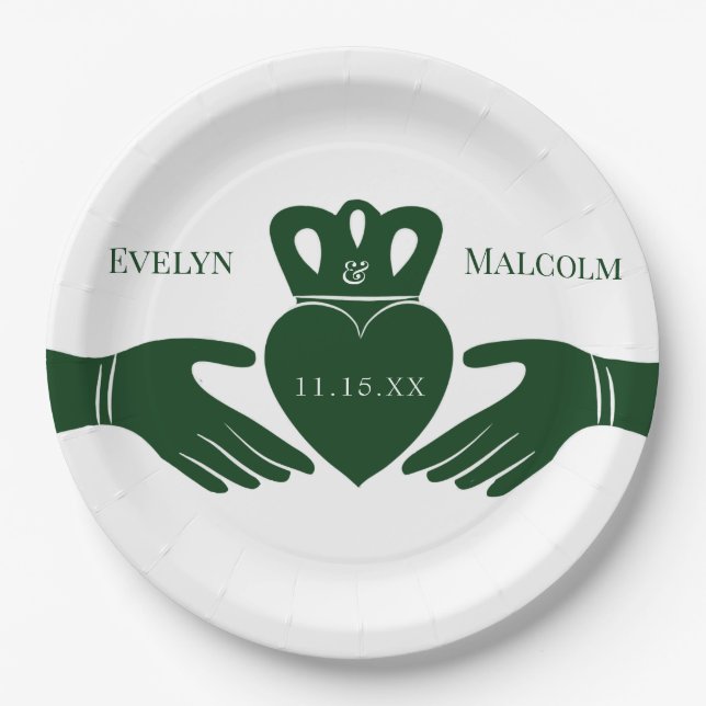 Assiettes En Carton Irlandais Claddagh Ring Simple Graphic Green Maria (Devant)