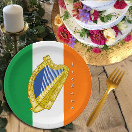 Assiettes En Carton Irlande, Harpe, Drapeau irlandais - fête, mariage 