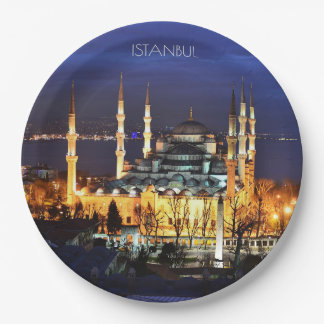Assiettes En Carton Istanbul Mosquée Bleue Nuit Décor Premium Voyage