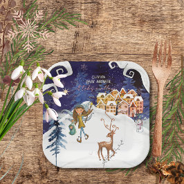 Assiettes En Carton It Takes a Village Winter Fairy Girl Baby Shower 