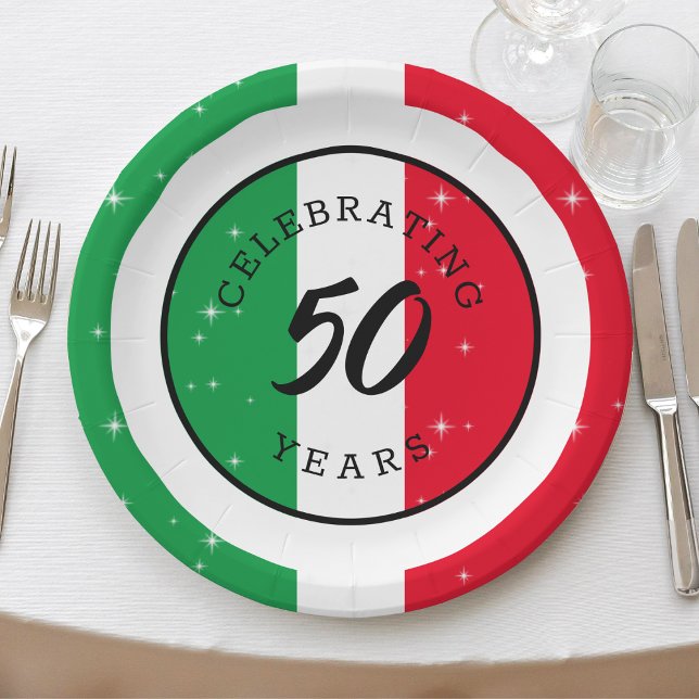 Assiettes En Carton Italie Drapeau italien Italie Anniversaire (italy italian flag 50th birthday paper plates)