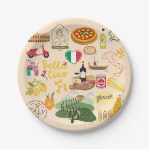 Assiettes En Carton Italie Symboles Amateurs de voyage